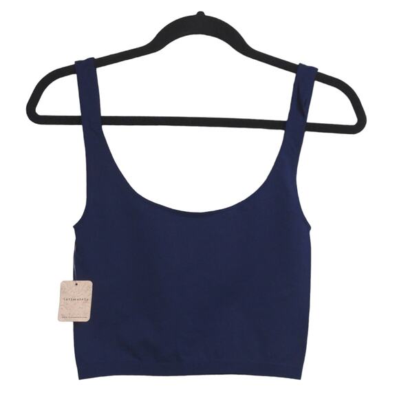 Free People Scoop Neck Crop Top Navy Sleeveless Cropped Brami M/L New - Picture 4 of 8